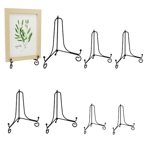 XINGYATU järntallriksställ, 8-pack 10/10 tum svart hopfällbar metall tallrikstativ järn staffli display stativ tallrikshållare stativ för skål tallrik för hemtextilier