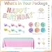 Pastel Rainbow Birthday Decorations 182Pcs Rainbow Party Supplies, Include Pastel Balloon Arch Kit with Rainbow Foil Balloons Streamer Backdrop Tablecloth Banner Garland Cake Toppers Paper Pompoms