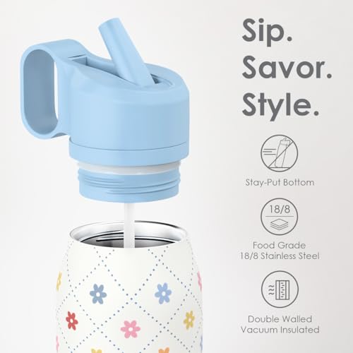 Image of Floral Stainless Steel Water Bottle with Twist Lid 20oz, Travel Insulated Water Bottles for Sports & Gym, Gift for Women Girls Friends Birthday Christmas