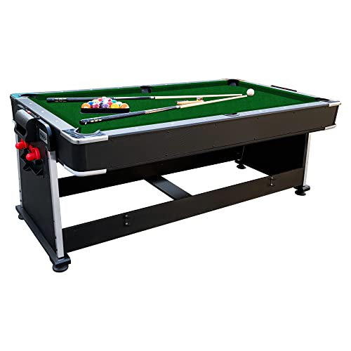 Rack Triad 7-Foot 3-In-1 Multi Game Swivel Billiard/Pool Table (Green Felt With Black Body) #TOP1