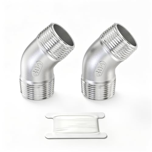 TAISHER 2PCS 304 Stainless Steel 45 Degree elbow,1” NPT Male Pipe Fitting