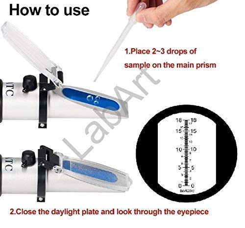 LABART Refractometer Hand Refractometer 0-10% Brix Refractometer Coolant Refractometer Fruit refractometer Maple Cutting Oil refractometer Syrup Refractometer Portable Refractometer - Image 7 thumbnail