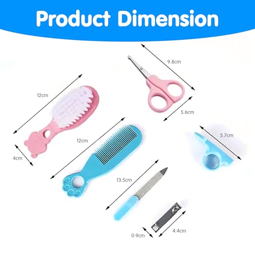 Image of Baby Care Grooming Kit 6 in 1 Infant Hygiene Set with Comb, Brush, Nail Clipper, Cover for Nail Clipper., Scissors & Filer for Newborn & Toddler Safety Grooming Essentials Random Color