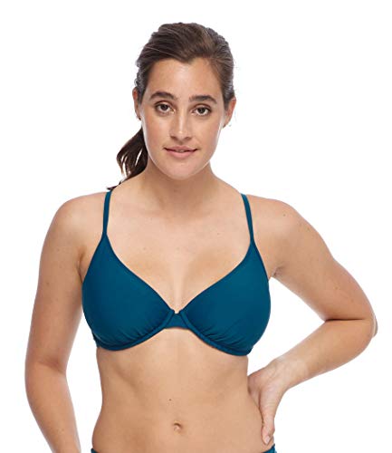 Body Glove Women's Solo Solid Underwire Bikini Top Swimsuit, Smoothies Prussian, F-cup