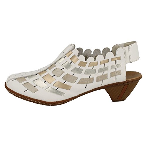 Image of Rieker 46778 Sina Women's Heels - Sling-Backs, Leather Upper, Hand-Woven Design, Anti-Stress Comfort, Flexible Sole, Secure Fit, and Timeless Everyday Style