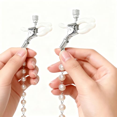 BDSM Nipple Toys Adjustable Nipple Clamps with Rubber Sleeve Nipple Clips Sexual Pleasure Tools for Women Couples Nipple Chain Nipple Breast Flirting Stimulation Toys Adult Sex Toys Bondage Wellness