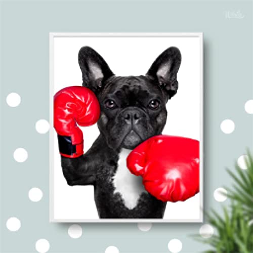 Toile chiot boxe pour décorer une chambre de garçon ou fille scandinave