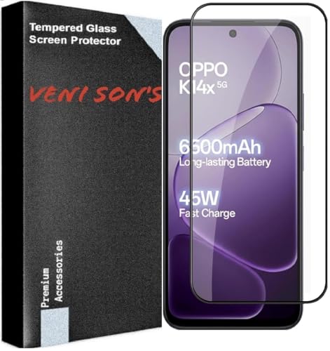 Image of VENI SON'S Scratch And Tear Resistant, Crystal Clear Edge to Edge Tempered Glass Screen Protector Guard Compatible With Oppo K14X 5G