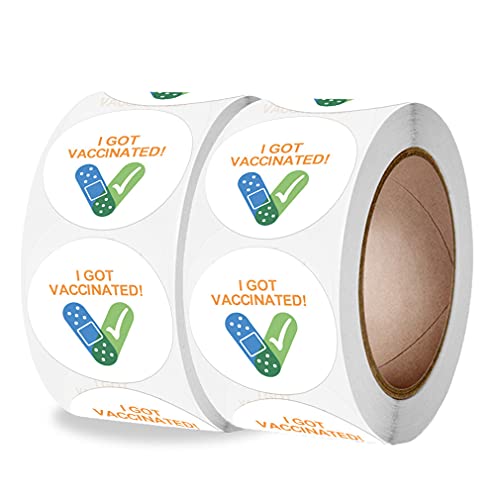 Covid Vaccinated Round Labels Stickers - I Got My Covid 19 Vaccine Stickers 1000 Stickers 1 inch Diameter Covid 19 Vaccine Stickers Flu Shot Stickers Round Labels Waterproof White