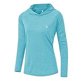 donhobo Damen UPF 50+ Hoodie Pullover Workout Laufen Yoga Wandern Top Leichte Langarm Sweatshirts mit Daumenlöchern (Himmelblau, S)