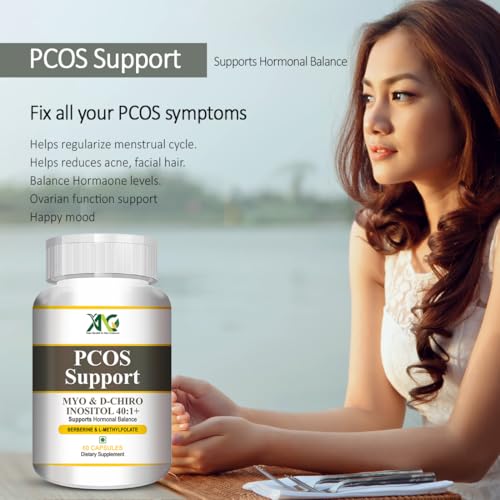 ANC PCOS Supplement - 40:1 Ratio 2000mg Myo-Inositol to 50mg with PCOS Vitamins & Minerals for women 60 Capsules
