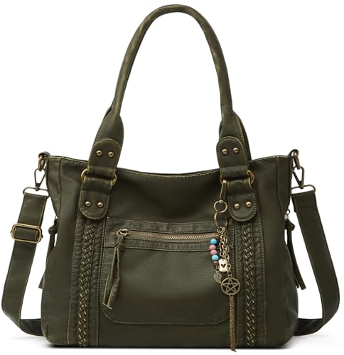 Image of Worldlyda Crossbody Bags for Women Large Tote Soft Leather Purses Washed Y2K Hobo Vintage Handbag Shoulder City Bag