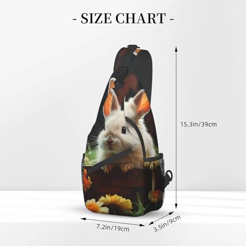 Bolso bandolera unisex con diseño de conejo y flores miniatura 3