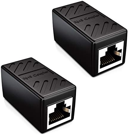 deleyCON 2x CAT6 Złącze Lącznik Kabel Sieciowy Kabel Krosowy Ethernetowy Kabel Przejściowy Modułowy Ekranowany 2x Gniazdo RJ45 DSL LAN RJ45 Czarny