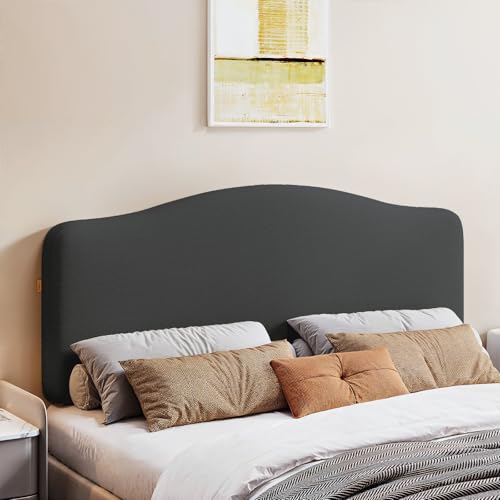 Pinmoco Queen Upholstered Headboard, Height Adjustable Velvet, Dark Grey