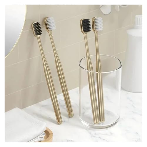Cepillo de dientes oro negro con melena medio dura para limpieza profunda 4