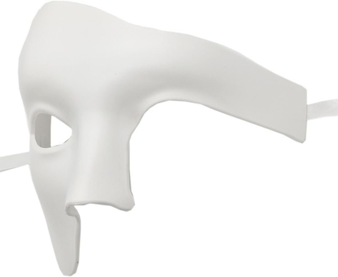Coolwife Masquerade Mask Vintage Phantom Of The Opera One Eyed Half Face Costume (White) - Image 4