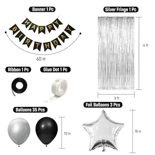Image of Party Propz Happy Birthday Decoration Kit - 42 Pcs,Happy Birthday Banner and Balloons for Birthday, Balloon Decoration Kit for Kids, Bday Decoration kit Combo for Boys & Girls (Cardstock,Latex)