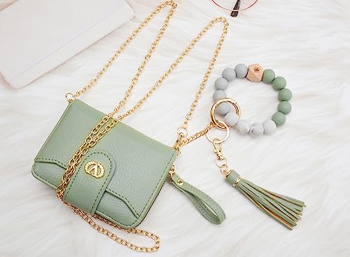 Snug Star Portable Round Bangle Keychain,Credit Card Holder Pocket Bracelet Key Ring Coin Purse Wristlet Keyrings (Silicone Bracelet Rfid Cards Holder(16 Cards Slots)- Green) #TOP5