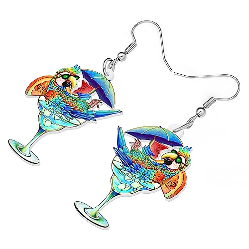 DUOWEI Cute Acrylic Parrot Earrings Macaws Dangle Jewelry for Women Summer Spring Accessories Hawaiian Gifts3