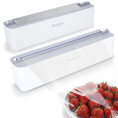 Dovipira 2 Pièces Distributeur Papier Aluminium et Film Magnétique, Taille Améliorée Adapté au Film jusqu'à 32,5cm × 300m, Dérouleur Rangement Papier...