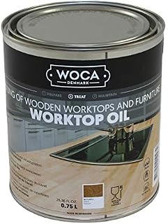 WOCA Worktop Oil All You Need for The Maintenance of Kitchen Worktop or Furniture. This Danish Oil for Wood Highlights The Woods Natural Glow Fresh Appearance.(Natural) 0,75L