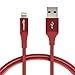AmazonBasics USB A Cable with Lightning Connector, Premium Collection, MFi Certified iPhone Charger, 3 Foot, Red