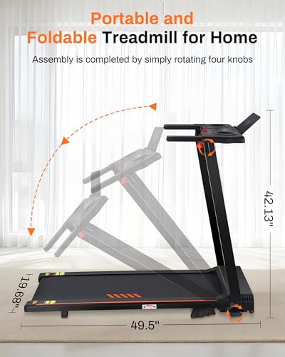 Image of ECHANFIT Incline Treadmill with Handles, 3.0 HP Small Treadmills for Home with 300 LBS Capacity, Walking Pad with LED Dispay, 24 Preset Programs, Water Bottle Holder, iPad Stand