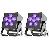 2PCS 60W Akku LED Par Scheinwerfer, 6 RGBWA UV Bühnenlicht Partylicht, 5200mAh wiederaufladbar, DMX512 App und Fernbedienung, Tragbarer LED Par Strahler für DJ Disco Hochzeit Bühne Weihnachten