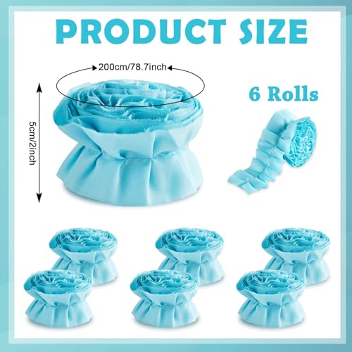 ClassyWhimsy 6 Rolls 40 Ft Ruffled Bulletin Board Borders Back to School Classroom Decor Fabric Trims DIY Border Crafts for Farmhouse Teacher Supplies First Day of School Party Decorations(Sky Blue)