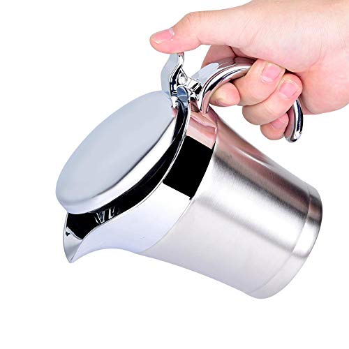 304 Brushed Stainless Steel Gravy Boat, Thermal Insulated Double Wall Serving Sauce Jug Pot for Gravy or Cream at Thanksgiving for Restaurant. (450ml/750ml) - Thumbnail 5