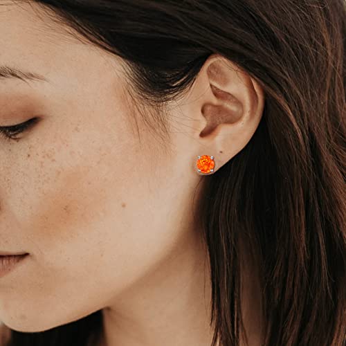 CERSLIMO Multi Colors fire Opal Stud Earrings Birthstone Earrings For Women 8mm2