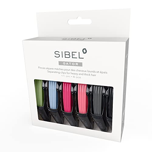 Sibel Pinces Sépare-Mèches Assortiment 6 Pcs 11cm - Pince à Cheveux Robuste pour Poils Longs - Lot de 6 - Unisex - Bleu, Gris, Multicolore, Noir, Rouge,...