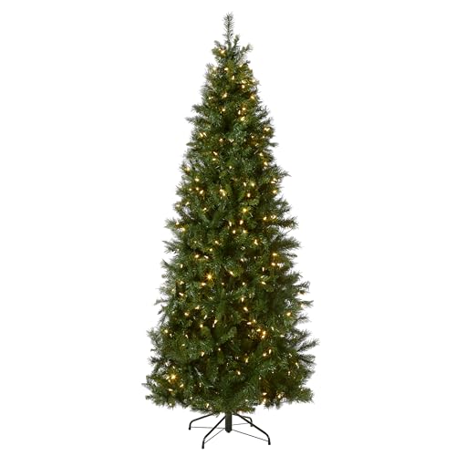 National Tree Company Pre-lit Artificial Christmas Tree | Includes Pre-strung Multi-Color LED Lights and Stand | Lehigh Valley Pine Slim - 7.5 ft