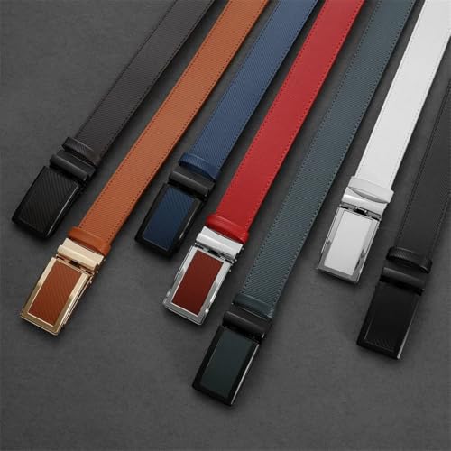 Men's Double-Sided Genuine Leather Belt With Automatic Metal Buckle For Business Denim 4Flzdjp219-Yw 135cm3