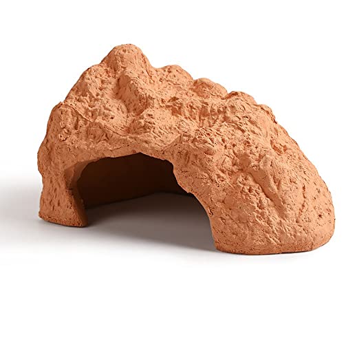 Flushbay Reptile & Amphibian Habitat Hideouts Cave House Natural Clay Large Reptile Hiding Terrarium Decorations For Bearded Dragon Lizards Geckos Leopard Chameleons Frogs Turtles Snakes #TOP10