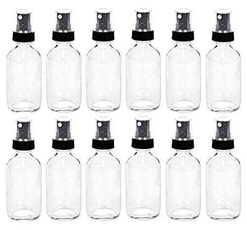 12 Pack, 4 oz Clear Bottles with Black Sprayers for Aromatherapy, Essential Oils, DIY, Perfume, Home and Travel