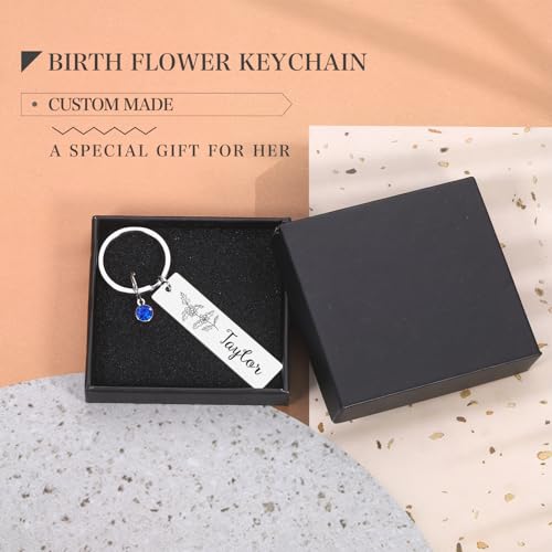 Clouater Personalized Birth Flower Keychain Gifts For Women Graduation Birthday Gift For Girls Her Daughter Custom Birthstone Key Chain Gift For Mom Friend Sister Female Wedding Valentine'S Day Christmas thumb #8