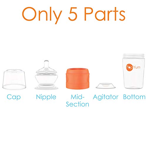 Popyum 9 Oz Orange Anti-Colic Formula Making/Mixing/Dispenser Baby Bottle (With #2 Nipple) #TOP7