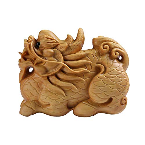 Statue Piyao en buis : figurine de décoration feng shui chinoise pour maison