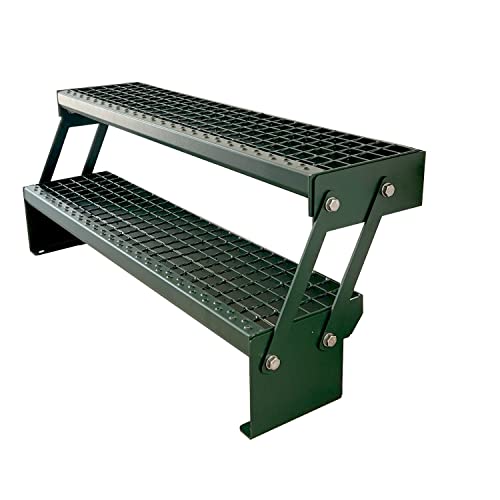 Escalier à limon 140cm réglable en hauteur avec caillebotis acier robuste