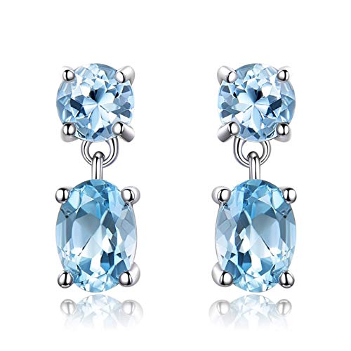 Boucles d'oreilles pendantes femme argent 925 topaze ovale mariage