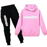 amropi Jungen Hoodie Trainingsanzug Sweatshirt Top und Jogging Hose Kleidungsset (Rosa, 14-15 Jahre)