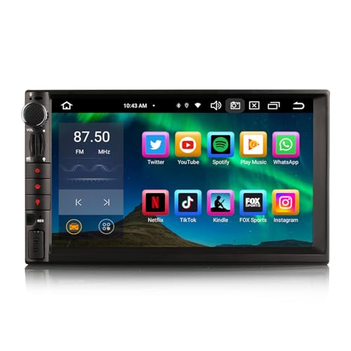 Erisin Unidad Principal de 8 núcleos 4GB RAM 64GB ROM Doble DIN Android 12 estéreo para Coche Sat Nav Unidad Principal inalámbrica CarPlay con Cable Android Auto Dab+ Radio de Coche Bluetooth 5.0 DSP