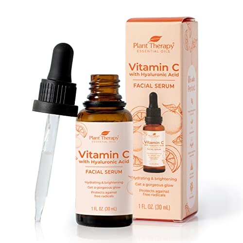 Plant Therapy Vitamin C Face Serum & Hyaluronic Acid, Anti-Aging Serum With Ferulic Acid, Vitamin E, Brightening Serum For Fine Lines & Wrinkles, 1 Oz #TOP17