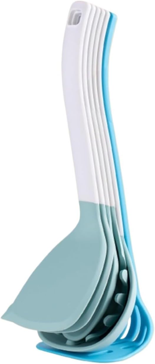 6 Piece Cooking Utensil Set Silicone Kitchen Utensils Suitable for Non-stick Cookware And Heat-resistant Including Spatula/spoon/slotted Spatula/dining Spoon/pasta Spoon Blue(Blue)