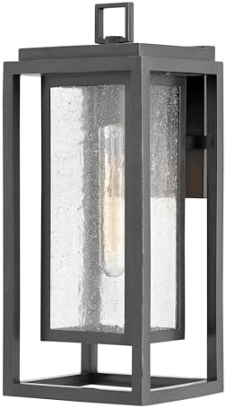 Hinkley Republic Medium Wall Mount Outdoor Lantern, LED Included, Composite, Clear Seedy Glass Panes, Anti-Fading Finish, Oil Rubbed Bronze Finish