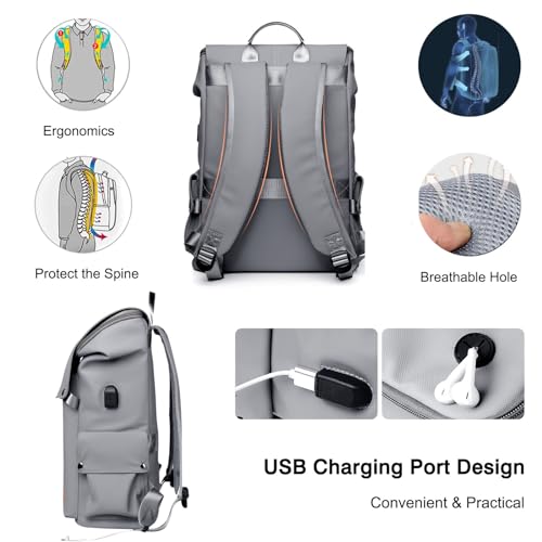 Business Backpack Casual Laptop backpack Travel backpack Rucksack for men Rucksack Work bag with USB Charging Port Waterproof Bag Daypacks with Reflective Belt Black B4