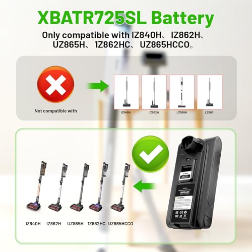 Image of Replacement Battery for Shark XBATR725SL IZ840H,IZ862H,UZ865H, IZ862HC, UZ865HCCO Cordless Vacuum Cleaners(NOT Fits for Shark IZ540H, IZ562H, UZ565H,LZ500 Series Models)