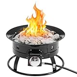 OLIXIS Portable Propane Fire Pit, 19 Inch Smokeless Gas Firebow with Cover and Carry Kit, 58,000 BTU Outdoor Fire Pit for Outside Patio Backyard Camping RV Tailgating